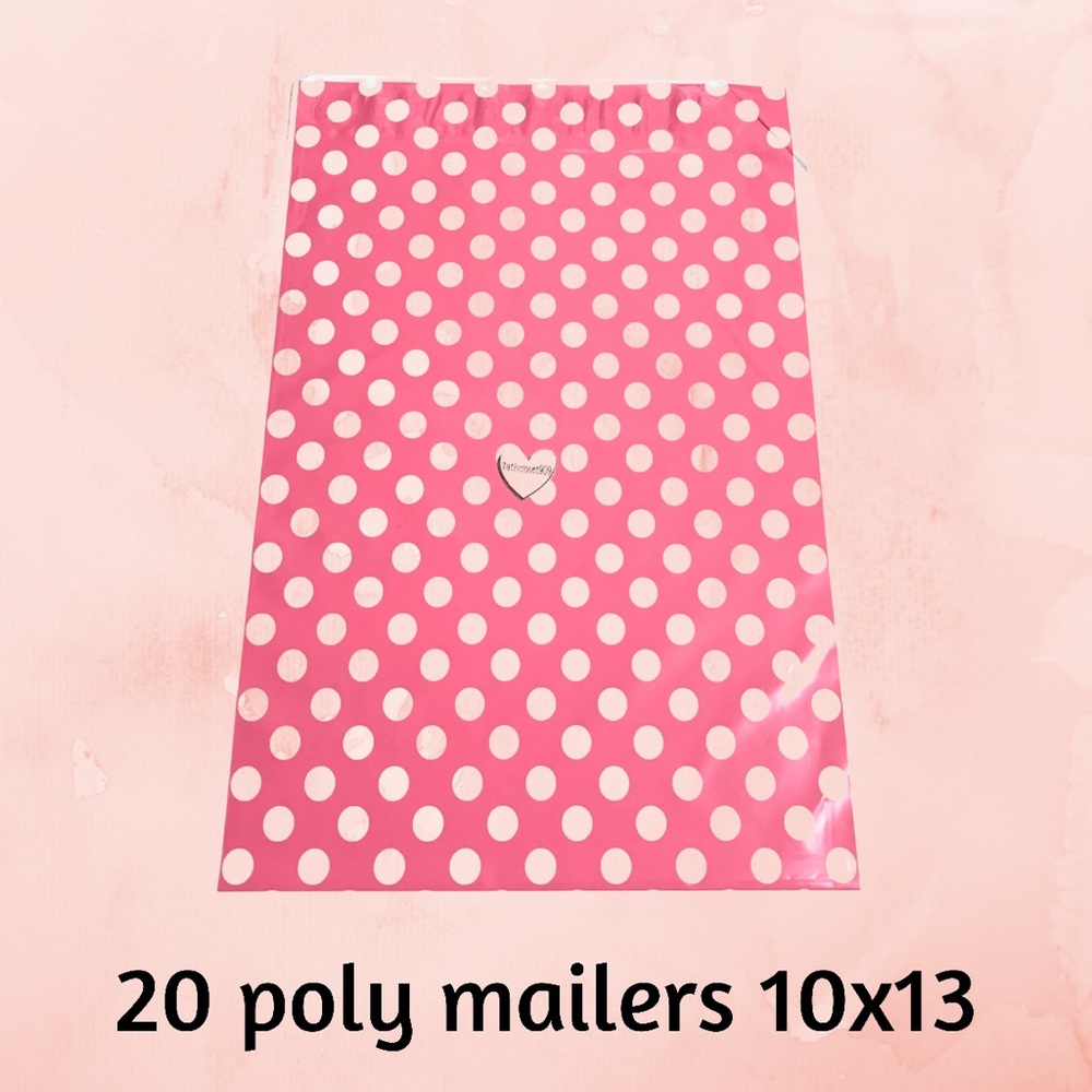 20- pink polka dot poly mailers sz 10x13